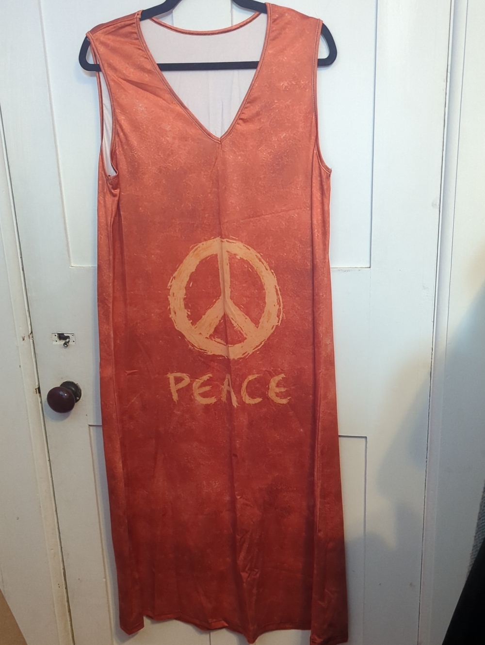 Sleeveless Orange "Peace" Maxi Dress. NIB.